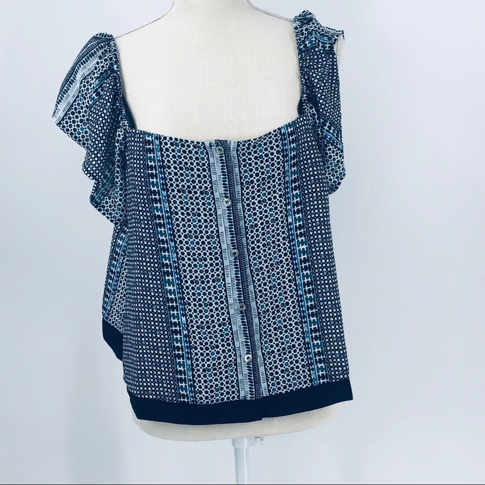 MXED DOT BLACK BLUE COLD SHOULDER SLEEVE MEDIUM - Picture 8 of 15